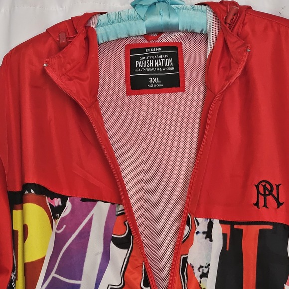 Parish Nation Full Zip Windbreaker Hooded Jacket Men's Size 3XL Spellout - Picture 4 of 11